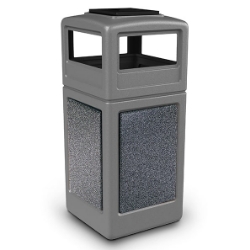 Picture of PolyTec™ 42-Gallon Square Stone Bin with Ashtray Lid