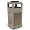 Picture of PolyTec™ 42-Gallon Square Stone Bin with Ashtray Lid