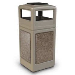 Picture of PolyTec™ 42-Gallon Square Stone Bin with Ashtray Lid