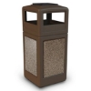 Picture of PolyTec™ 42-Gallon Square Stone Bin with Ashtray Lid