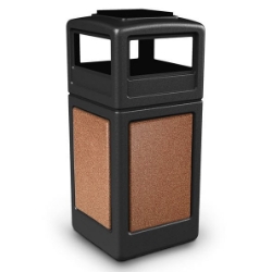 Picture of PolyTec™ 42-Gallon Square Stone Bin with Ashtray Lid