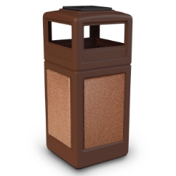 Picture of PolyTec™ 42-Gallon Square Stone Bin with Ashtray Lid