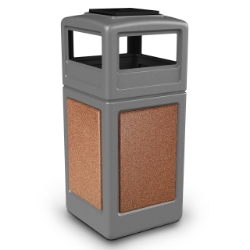 Picture of PolyTec™ 42-Gallon Square Stone Bin with Ashtray Lid