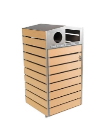 Picture of EC™ 48-Gallon Light Oak Trash & Recycling Bin