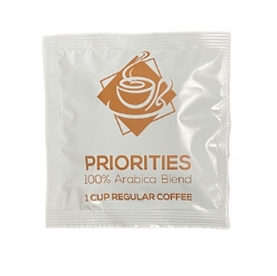 Picture of Priorities One Cup Reg Coffee Round Filter Pouch, 7 gram, 100% Arabica - Dark Roast 200/Cs