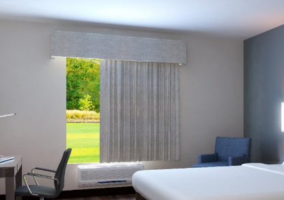 Picture of RodeWay Inn  Drapery Elegant  Soft Cornice and Blackout Econo Pattern Grain  100% Polyester