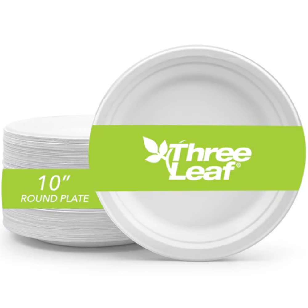 Picture of Three Leaf 10" Bagasse Round Plate, 500 Ct. (20 Packs Of 25)