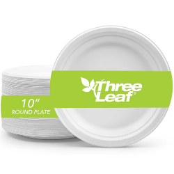 Picture of Three Leaf 10" Bagasse Round Plate, 500 Ct. (20 Packs Of 25)