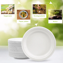 Picture of Three Leaf 10" Bagasse Round Plate, 500 Ct. (20 Packs Of 25)