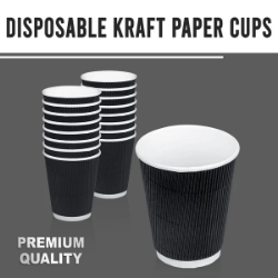 Picture of Three Leaf 9 Oz. Ripple Wall Cups, (Black) 900 Ct. (20 Packs Of 45)