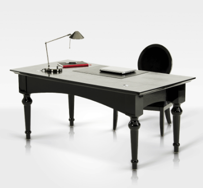 Picture of A&X Ambassador Transitional Black Crocodile Lacquer Office Desk