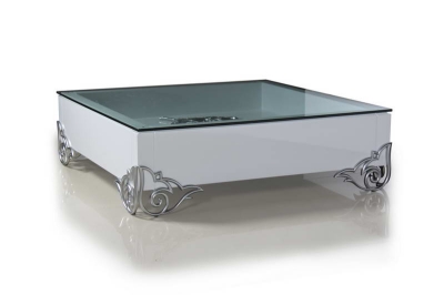 Picture of LS538 Emma Modern White Coffee Table w/ Glass Top