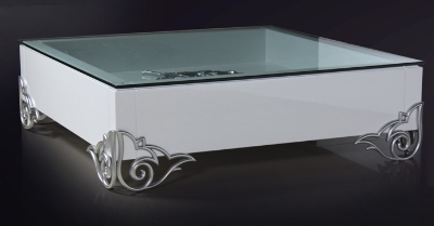 Picture of LS538 Emma Modern White Coffee Table w/ Glass Top