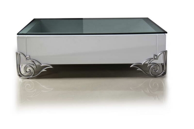 Picture of LS538 Emma Modern White Coffee Table w/ Glass Top