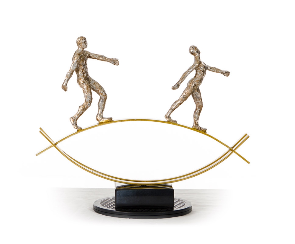 Picture of SZ0241 Modern Bronze Acrobats-Tightrope Sculpture