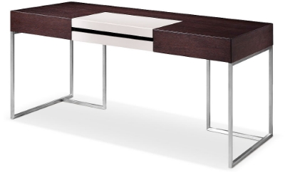 Picture of Modrest Ezra Modern Brown Oak and Grey Office Desk w/ Side Cabinet