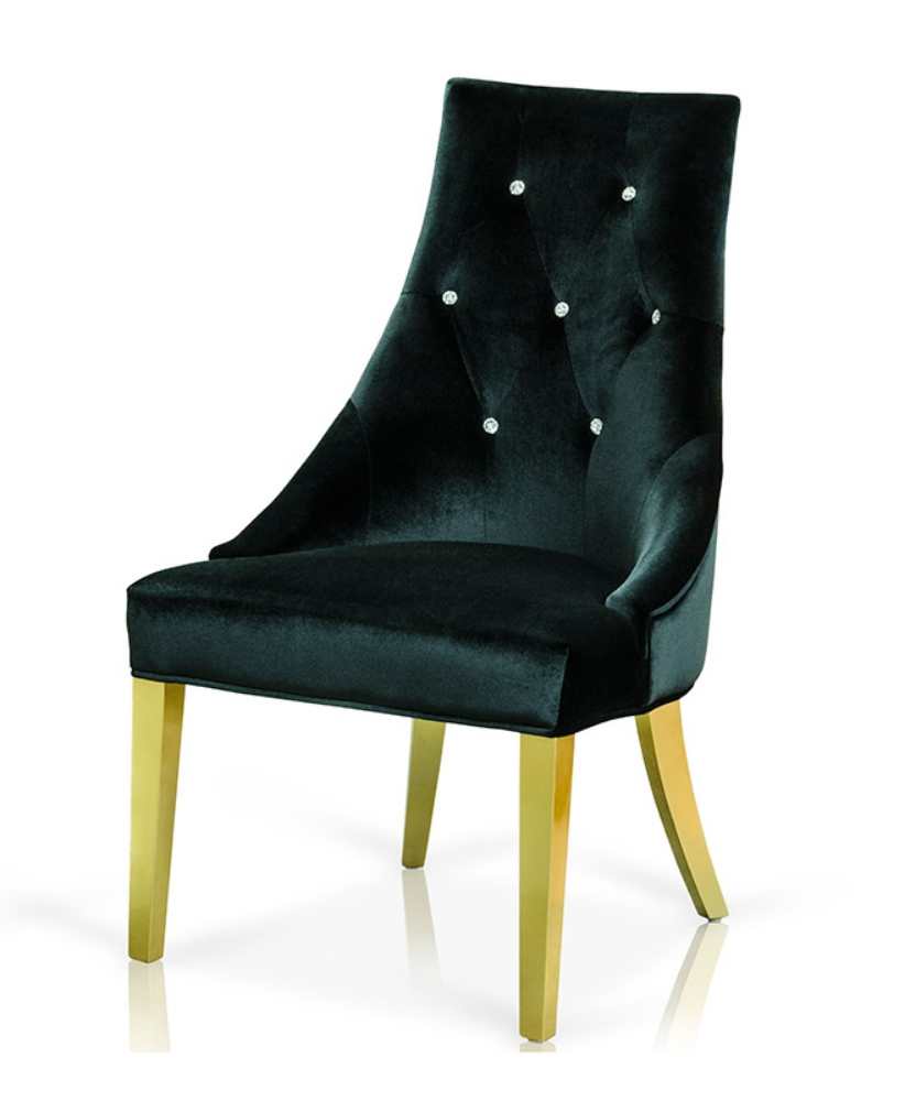 Picture of A&X Charlotte Black Velour With Gold Legs Dining Chair