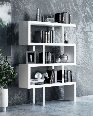 Picture of Modrest Maze Modern White High Gloss Bookcase