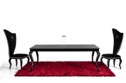 Picture of A&X Sovereign Transitional Black Crocodile Dining Table w/ Black Gloss Legs