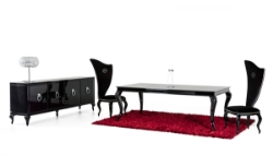 Picture of A&X Sovereign Transitional Black Crocodile Dining Table w/ Black Gloss Legs