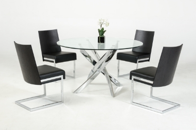 Picture of Modrest Pyrite Modern Round Glass Dining Table