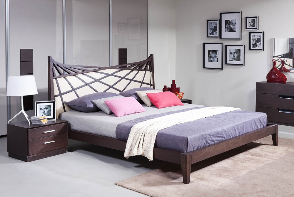 Picture of Modrest Prism Modern Brown & Beige Bonded Leather Bed