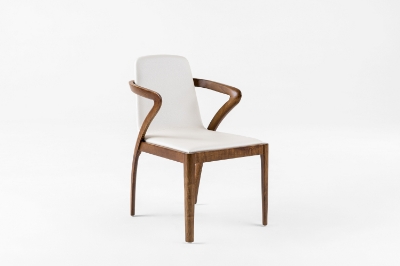 Picture of Modrest Falcon Mid-Century Walnut and Cream Dining Chair