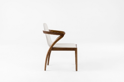 Picture of Modrest Falcon Mid-Century Walnut and Cream Dining Chair