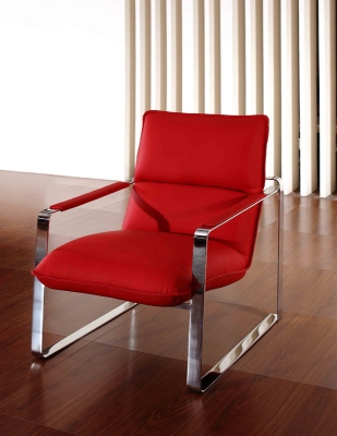 Picture of Divani Casa Dunn Modern Red Leather Lounge Chair