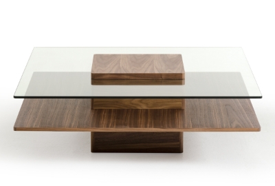 Picture of Modrest Clarion Mid-Century Walnut and Glass Coffee Table