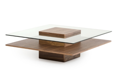 Picture of Modrest Clarion Mid-Century Walnut and Glass Coffee Table