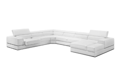 Picture of Divani Casa Pella - Modern White Italian Leather U Shaped Sectional Sofa