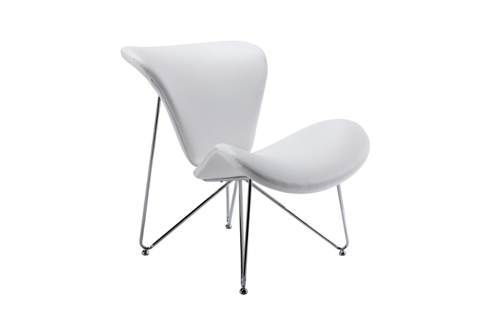 Picture of Modrest Decatur Mid-Century White Leatherette Accent Chair