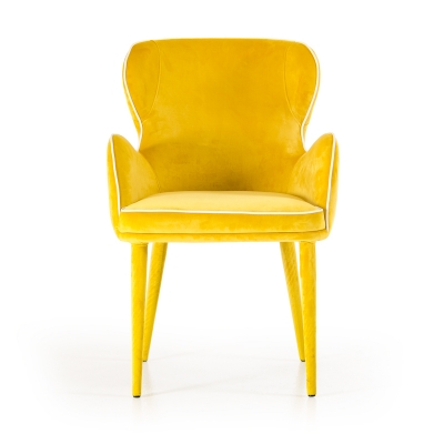 Picture of Modrest Tigard Mid-Century Yellow Fabric Dining Chair