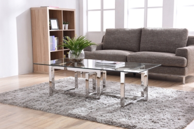 Picture of Modrest Valiant Modern Glass & Stainless Steel Coffee Table