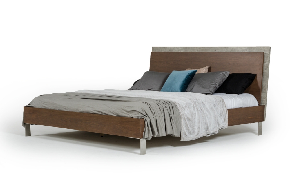 Picture of Nova Domus Conner Modern Dark Walnut & Faux Concrete Bed