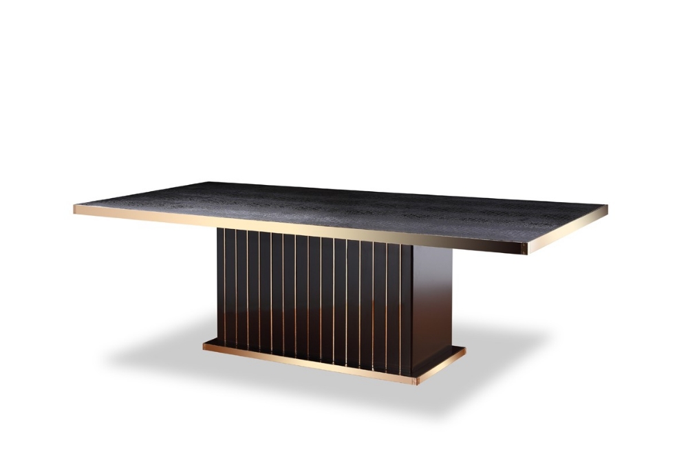 Picture of A&X Talin Modern Black Crocodile & Rosegold Dining Table