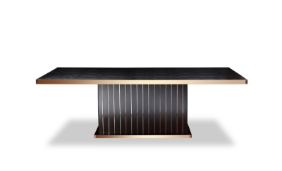 Picture of A&X Talin Modern Black Crocodile & Rosegold Dining Table