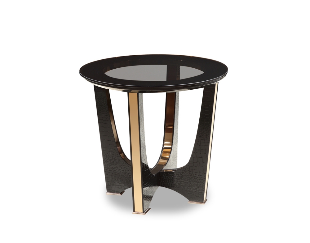 Picture of A&X Talin Modern Black Crocodile & Rosegold End Table