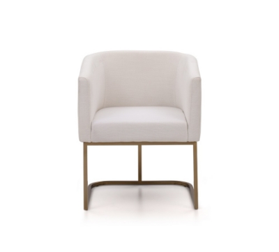 Picture of Modrest Yukon Modern White Fabric and Antique Brass Dining Chair