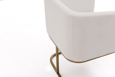 Picture of Modrest Yukon Modern White Fabric and Antique Brass Dining Chair