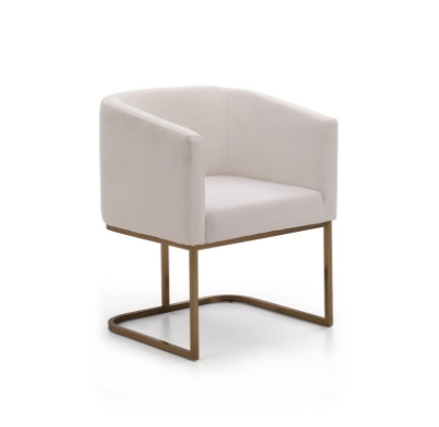 Picture of Modrest Yukon Modern White Fabric and Antique Brass Dining Chair