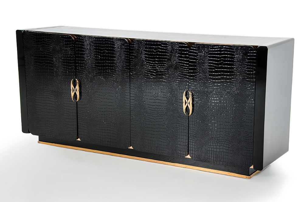 Picture of A&X Talin Modern Black Crocodile & Rosegold Buffet