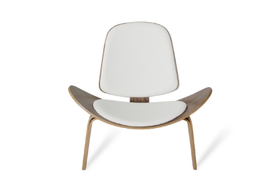 Picture of Modrest Warren Mid-Century White & Walnut Accent Chair