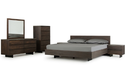 Picture of Queen Modrest Selma Modern Dark Aged Oak & Concrete Bedroom Set