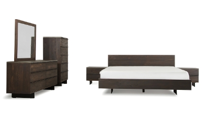 Picture of Queen Modrest Selma Modern Dark Aged Oak & Concrete Bedroom Set