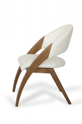 Picture of Modrest Lucas Mid-Century Cream & Walnut Dining Chair