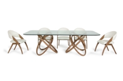 Picture of Modrest Mason Modern Glass & Walnut Dining Table