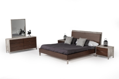 Picture of Nova Domus Conner Modern Dark Walnut & Faux Concrete Bedroom Set