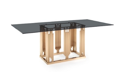 Picture of Modrest Token Modern Smoked Grey Glass & Rosegold Dining Table